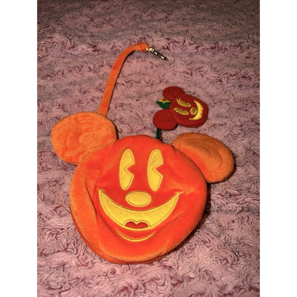 Tokyo Disney Resort Pochette Ticket Case Holder Halloween Pumpkin Mickey Orange